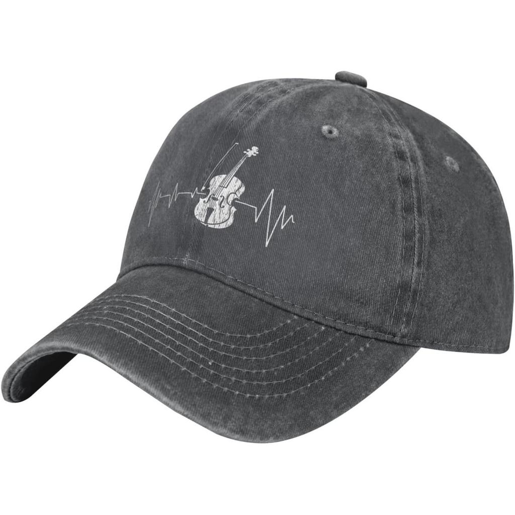 Violin Heartbeat Baseball Cap Washed Cotton Adjustable Curved Brim Dad Hat for Unisex