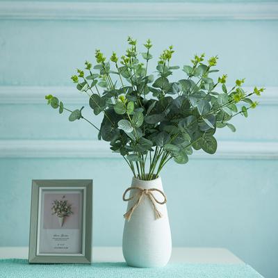 Simulated Eucalyptus Wholesale Wedding Decoration Green Plant 4 Forks 16 Heads Eucalyptus Holding