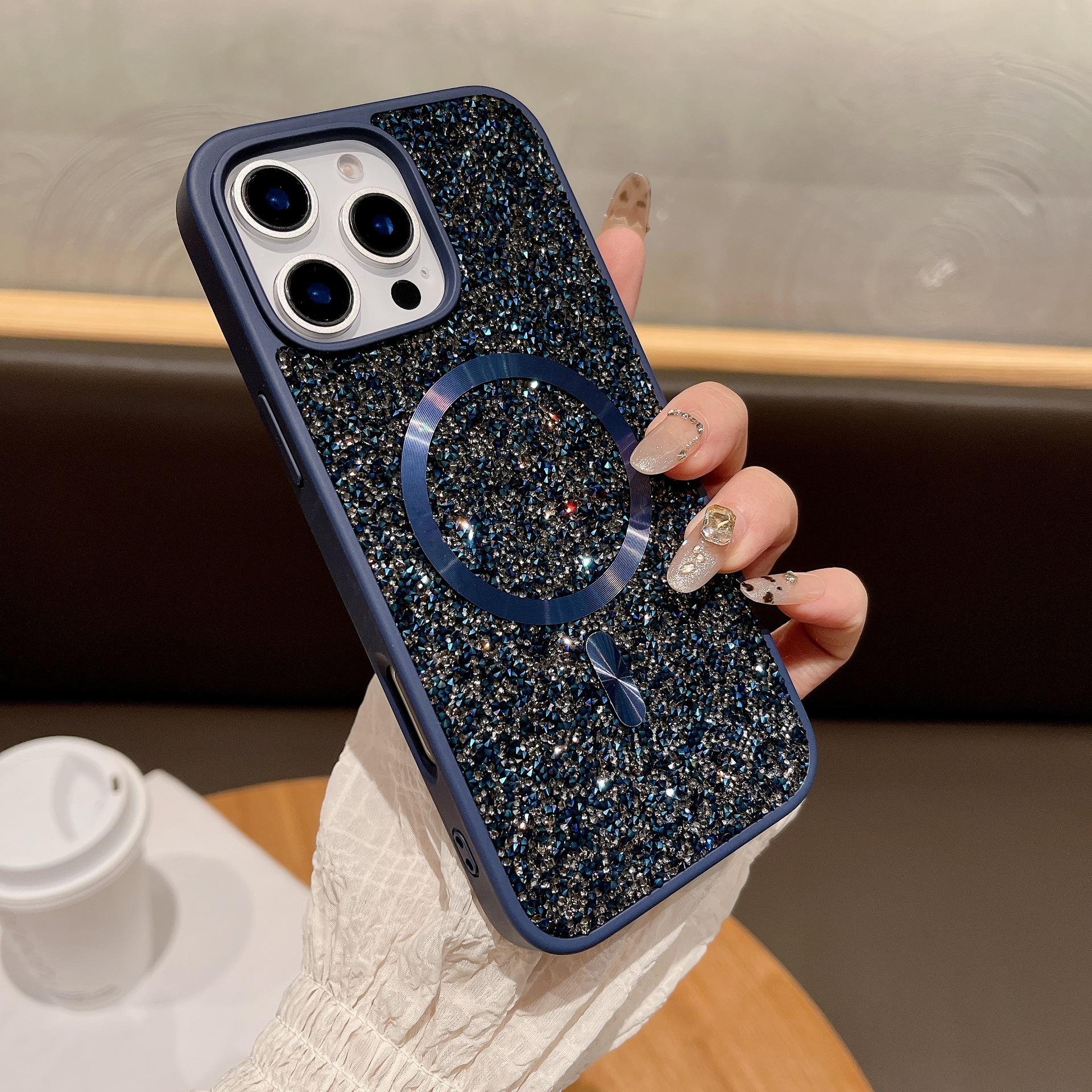 

For IPhone 16 Promax New Diamond Magnetic Card Pack Phone Case All Inclusive Anti Drop for Samsung S25ultra Galaxy S22Ultra