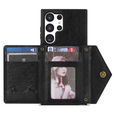 N.BEKUS For Samsung Galaxy S25 Ultra Leather Zipper Case Card Holder Phone Cover with Shoulder Strap