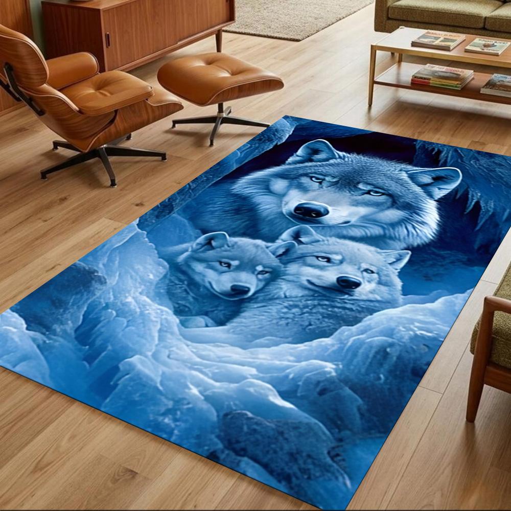 Wolf Family Under Stars Non-Slip Home Carpet Design for Office Decor Living Room Bedroom Gift