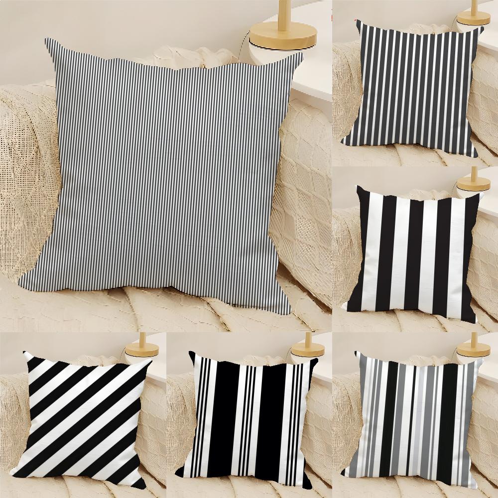 Minimal Classic Black & White Stripes Pillow Case linen pillow case sofa home decor cushion cover cushion cove