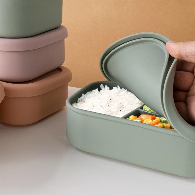 Lebensmittelechtes Silikon Tragbare Schüssel Lunchbox für Baby Mikrowelle Bento Box Füttern Frisch Lebensmittelbehälter Kindergeschirr