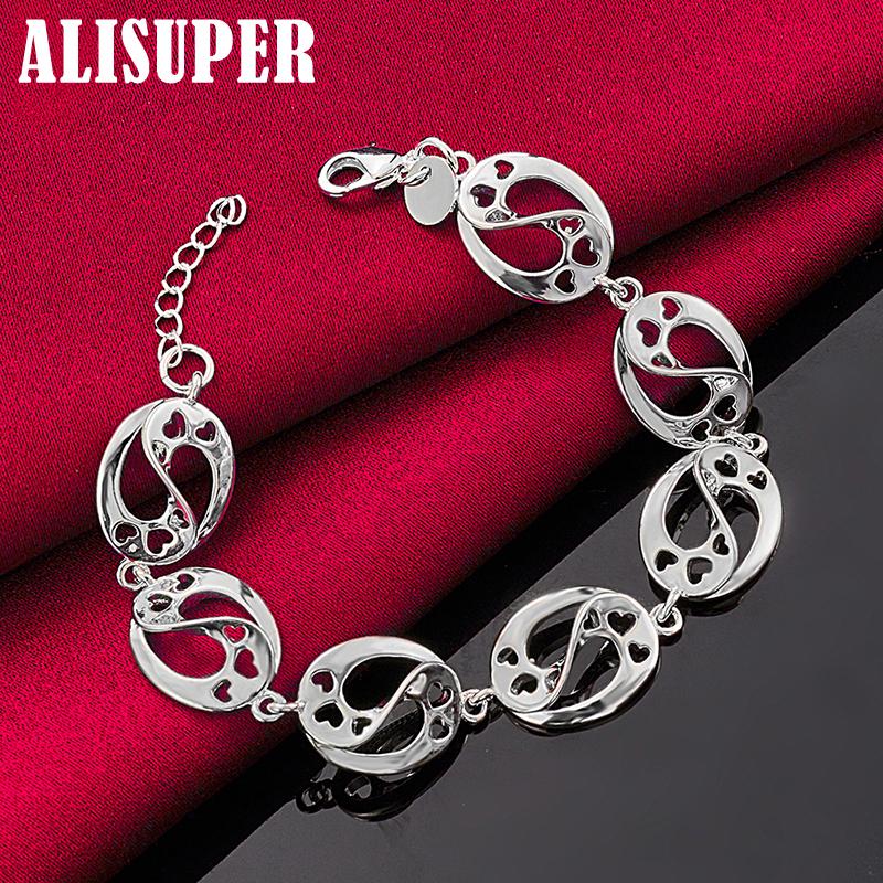 Bracelet chaîne en argent sterling 925 avec cœur d'amour