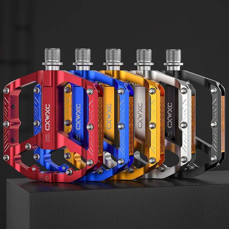 CXWXC Red Aluminum Reflective Machined Platform Bicycle Pedals