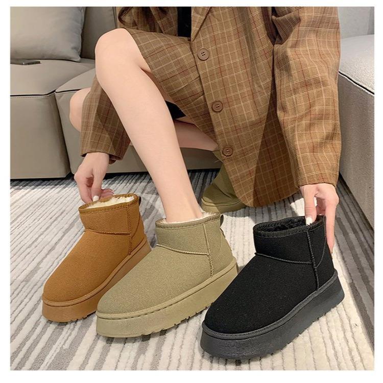 Śniegowce damskie, zimowy nowy styl, bawełniane buty z grubym aksamitem do noszenia na zewnątrz, antypoślizgowe buty do noszenia zimą