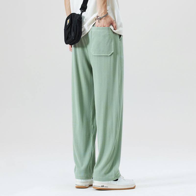 Summer Draped Sweatpants for Men Casual Straight Pants Breathable and Cool Drawstring Loose Trousers  Versatile Slimming Wide Leg Pants