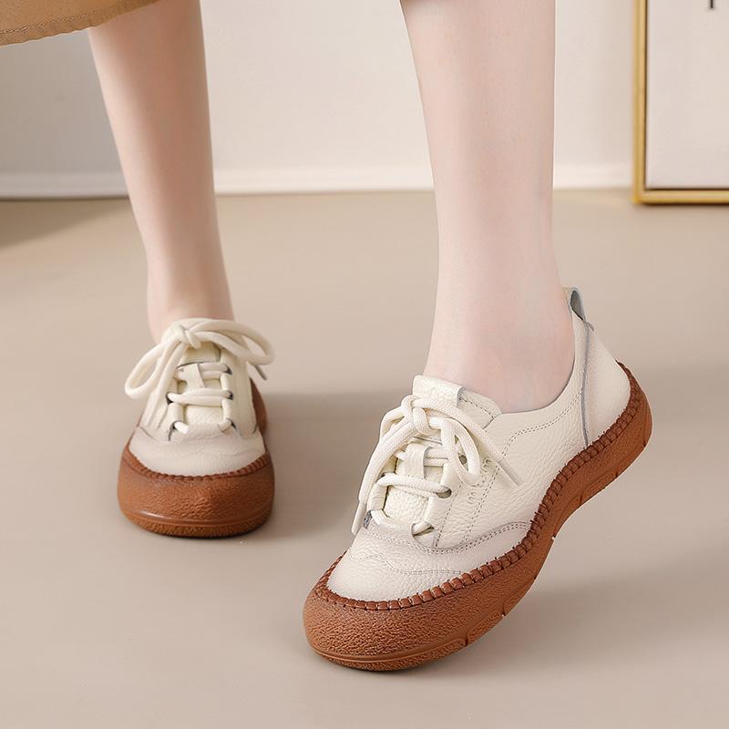 Fashion New autumn tied up flats woman genuine leather moccasins shoes for women luxury comfort flats oxfords shoes ladies casual loafer