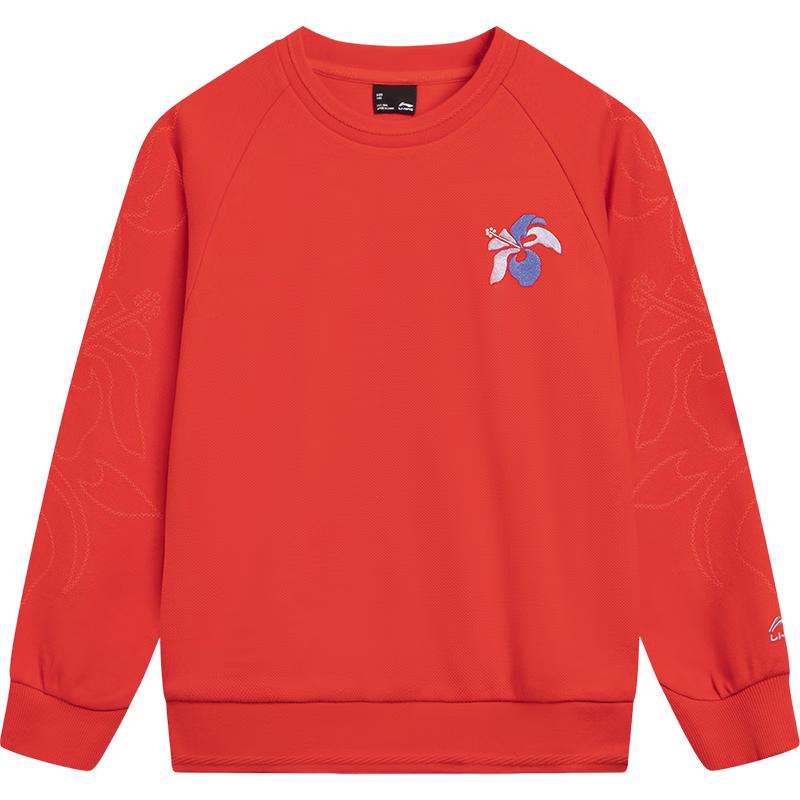 LI-NING Girls  New Year Edition Raglan Sleeve Loose Pullover Sweatshirt 150