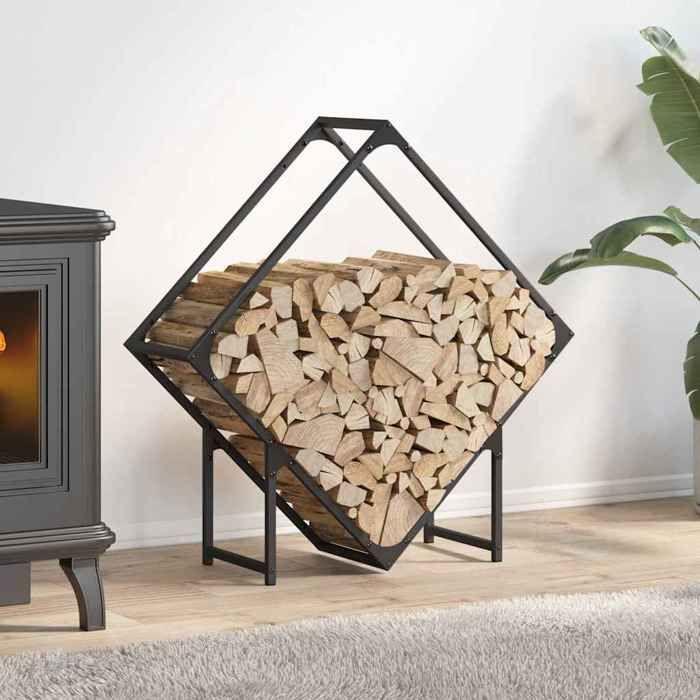 VidaXL Portant de bois chauffage noir 80x25x80 cm, support à bûches de cheminée, support à bûches, support à bûches, 864283