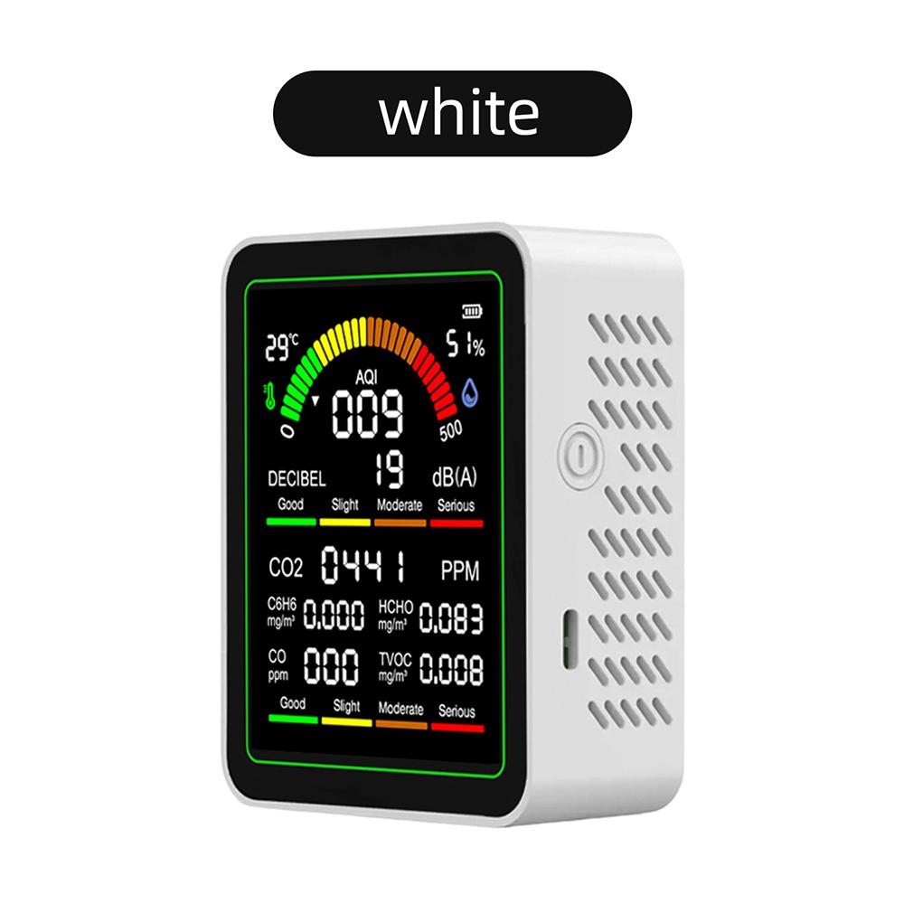 

9 In 1 Air Quality Monitor Carbon Dioxide Airs Tester Temperature/Humidity Tester Noise/CO2/TVOC/AQI/C6H6/HCHO/CO Detect білий