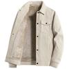 Striped Winter Fleece Man Jacket Vitage Thicken Turn Down Collar Male Coat Single-breasted Long Sleeve Men Outerwear