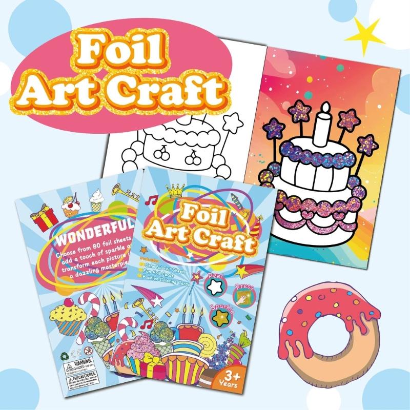 Birthday Theme Coloring Book Painting Book Foil Art Craft Set Graffiti Picture Drawing Book for Creative Painting