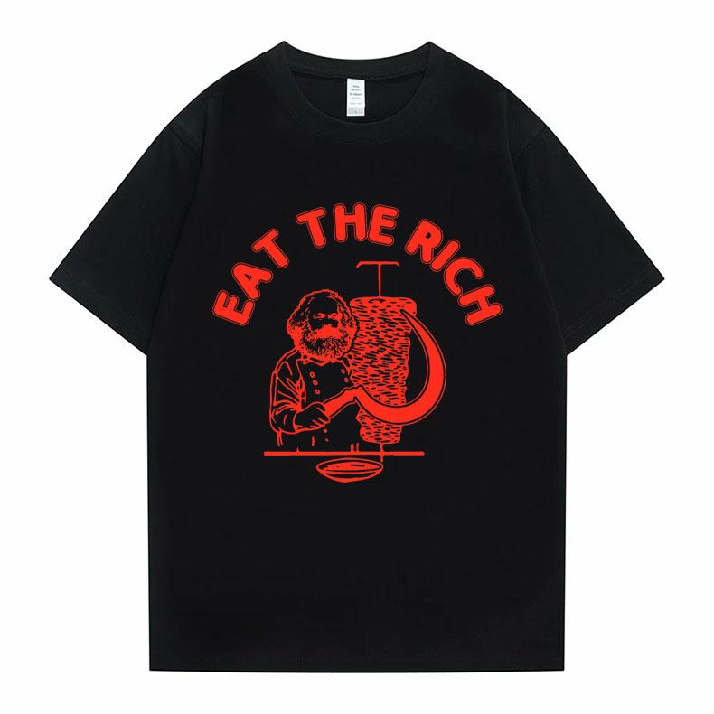 New Funny Men Women Casual Oversized Tshirt Eat The Rich Doner D%C3%B6ner Kebab Karl Marx Socialist Hasan Piker Graphic T-shirts