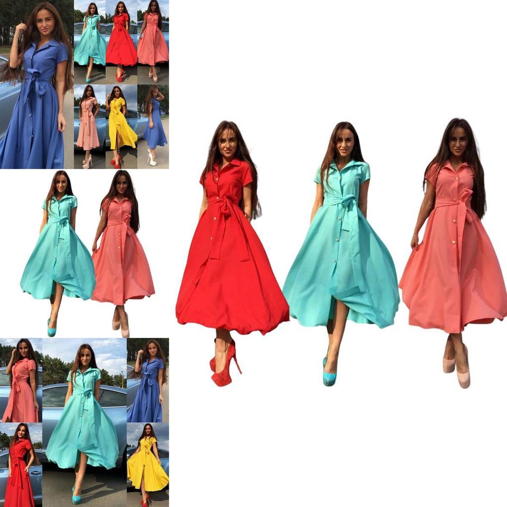 Elegante Abito Lungo da Donna con Opzioni Colorate in Tessuto Misto Cotone per l'Estate
