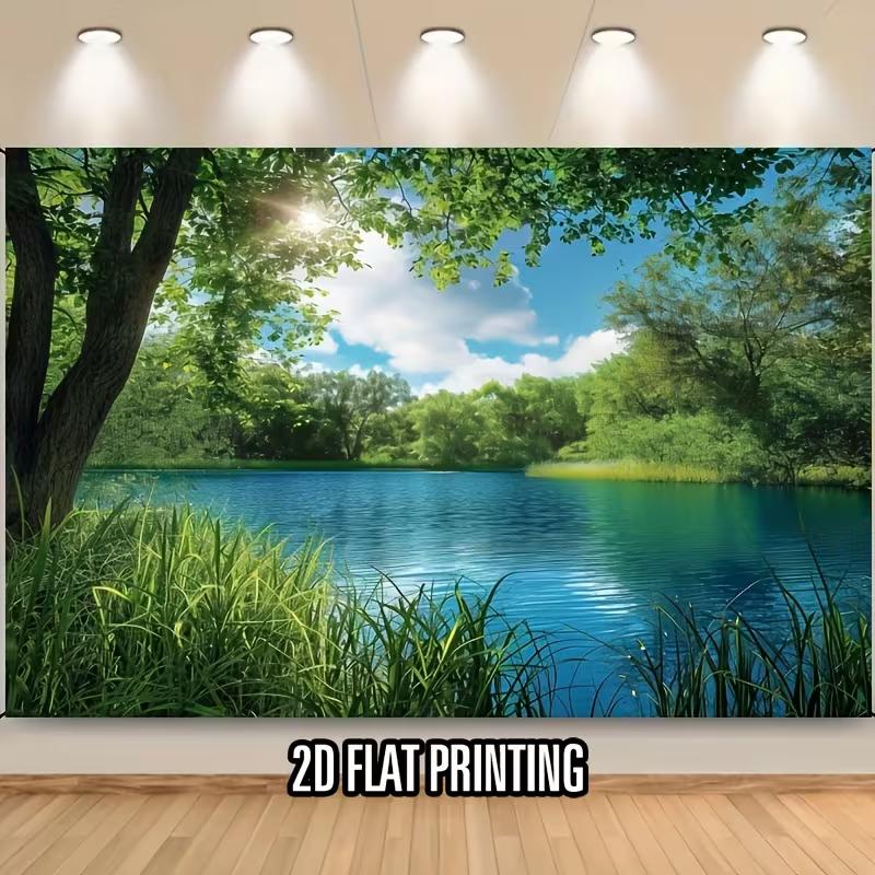 Peaceful Woodland Pond Banner, Outdoor Nature & Zen Wall Decor