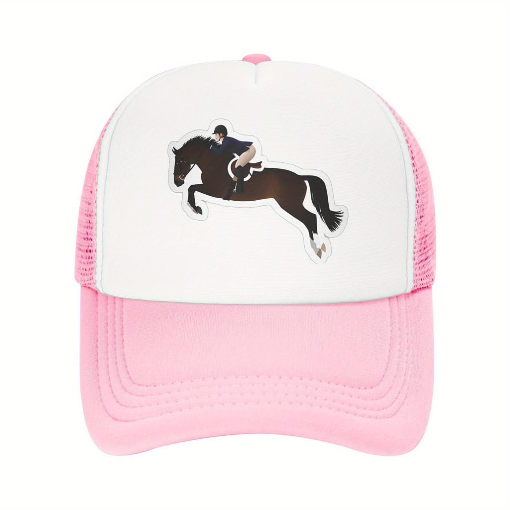 Equestrian Horse Jumping Hunter Jumper Sport Trucker Hat Breathable Mesh Baseball Cap Adjustable Outdoor Gift