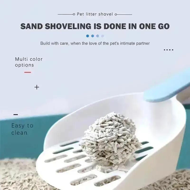 Pá para Areia de Gato com Suporte Conjunto Pá para Cocô Areia Peneira com Caixa de Armazenamento Pet Gatinho Leve Kit de Ferramentas de Limpeza
