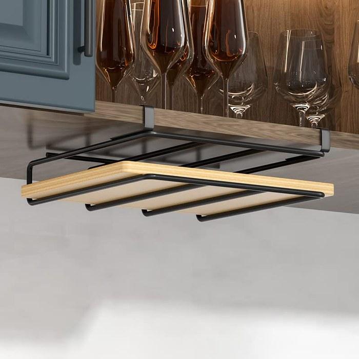 GOENDR Cutting Board Storage – Hanging Cabinet Rack – Under-Cabinet Cutting Board Holder – Black – 25.8cm Depth