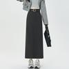 Women's High-Waist Woolen Midi Skirt - Slimming Bodycon with Slit for Autumn/Winter