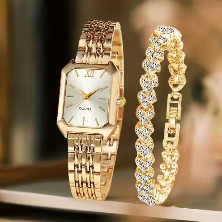 

Simple Casual Fashion Scale Square Alloy Steel With Bracelet Decorative Women S Quartz Watch large price