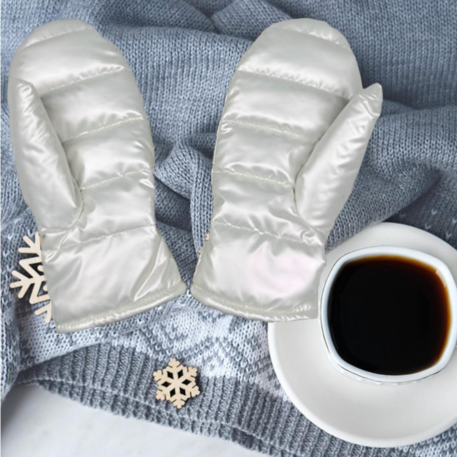 

Варежки женские зимние стеганые нескользящие мягкие для сноубординга и бега White