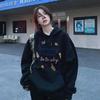 Pure Cotton Hooded Fleece Thickened Pure Cotton Sweater Women's Thin Loose E Retro Jacket