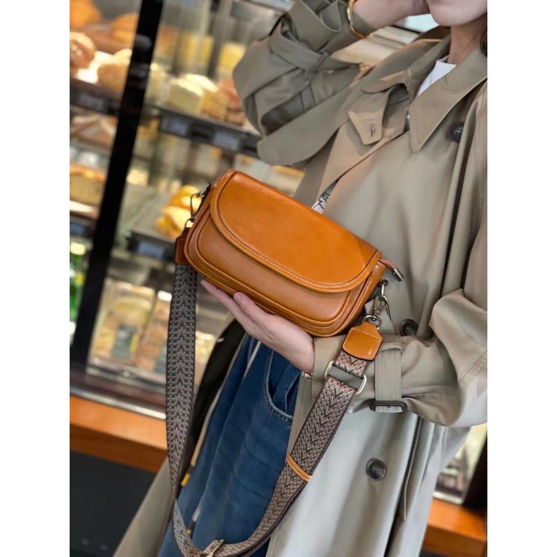 Genuine Leather Women's Bag New Style Women's Bag European and American Retro Hand-held One-shoulder Crossbody Bag Versatile Simple Bag