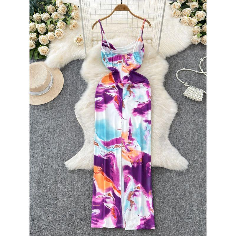 Gentle Ins Backless Slit Casual Graceful Slip Dress