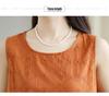 Summer Pure Cotton Embroidered Sleeveless Vest for Women