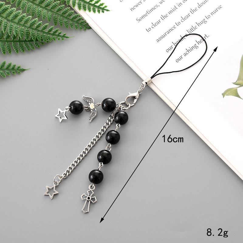 Handmade Beaded Cross Pendant Keychain Phone Case Chain - Exquisite Gift Ornament