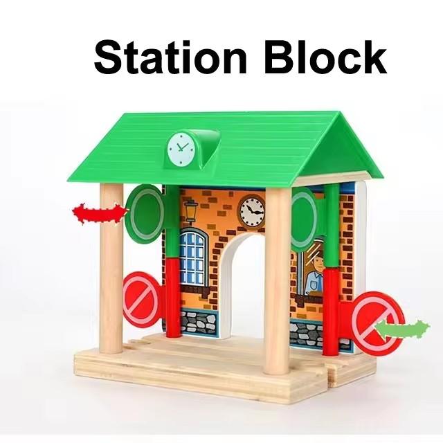 Wooden Track Accessories All Kinds of Wooden Bridge Tunnel Station Fit for Brand Wooden Train Tracks Railway Toys for Kids