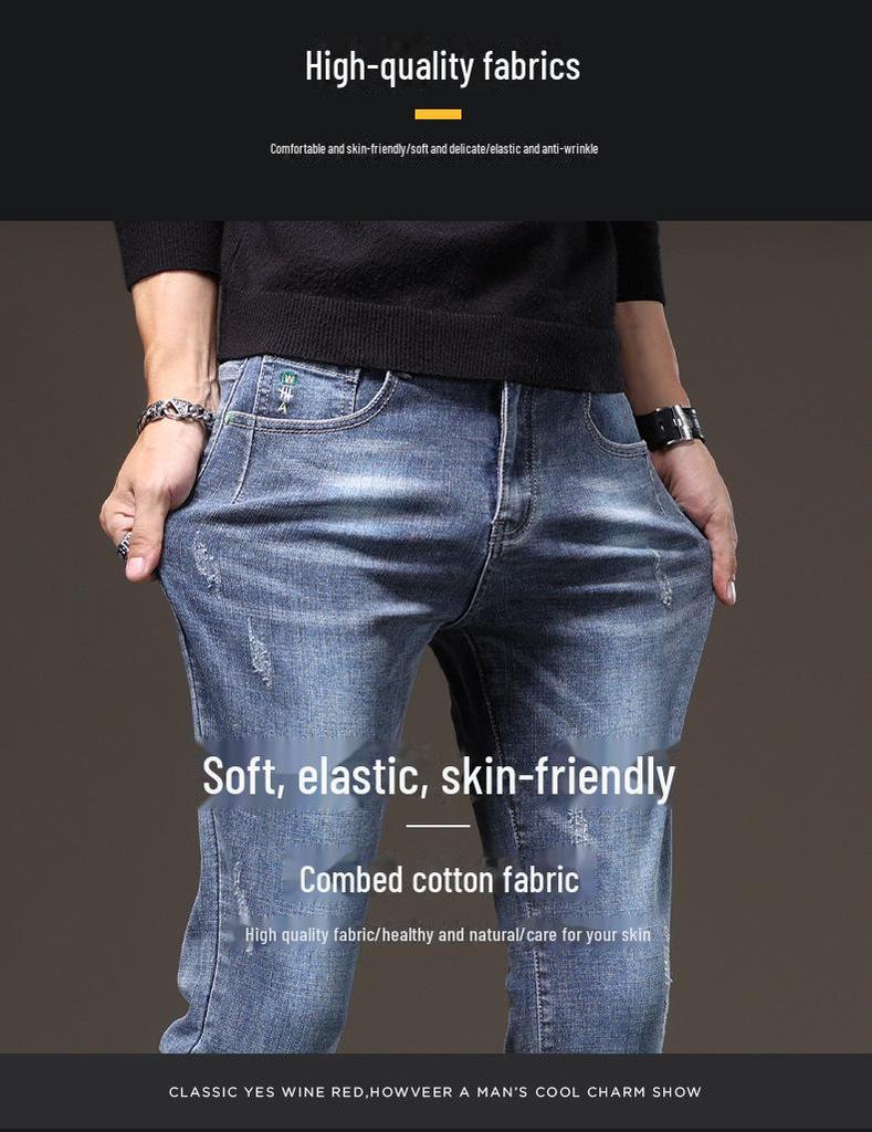 Herren Slim Stretch Klassische Blaue Jeans 2024 - Ganzjahres-Freizeitkleidung