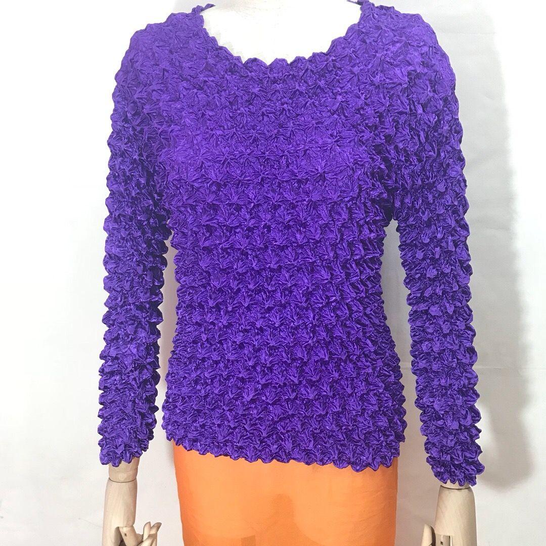 

Плиссированная рубашка с ананасом, модная рубашка с пузырьками, универсальная волшебная рубашка с длинным рукавом, большая женская одежда One size