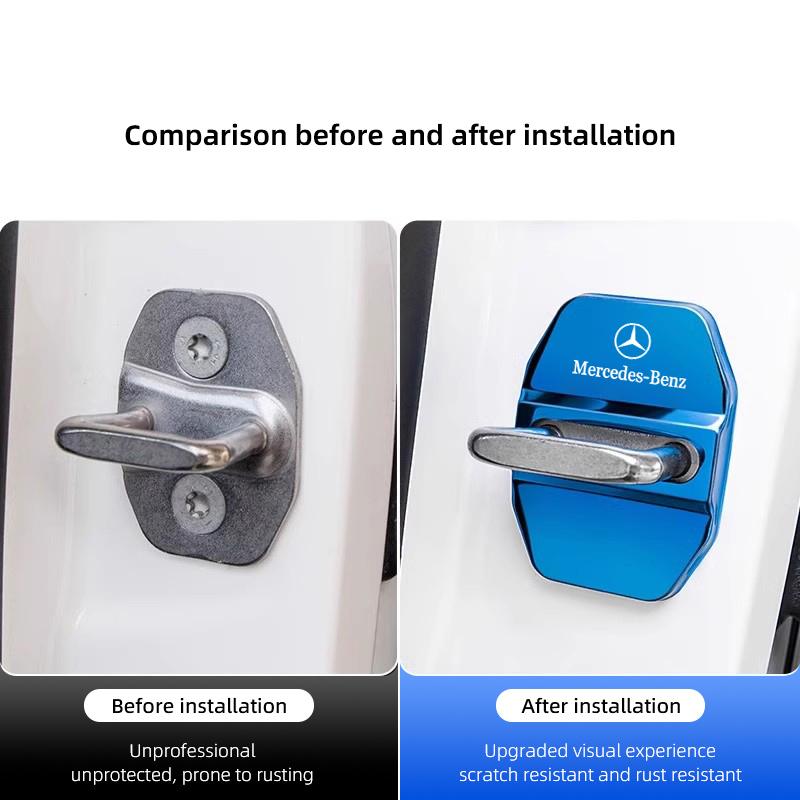 GLC GLB 4Pcs Titanium Alloy Car Door Lock Protective Cover For Mercedes Benz AMG W206 W204 W205 W212 W213 W221 W222 W223 W251 W