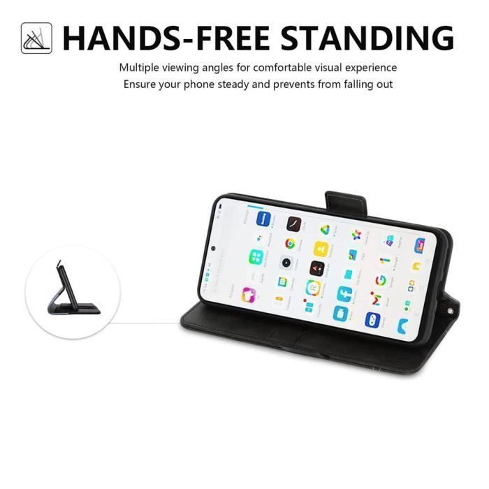 Coque de protection - BOOLING - pour Samsung Galaxy A55 5G - Noir Marron - Avec porte-cartes - 2 Verres trempés