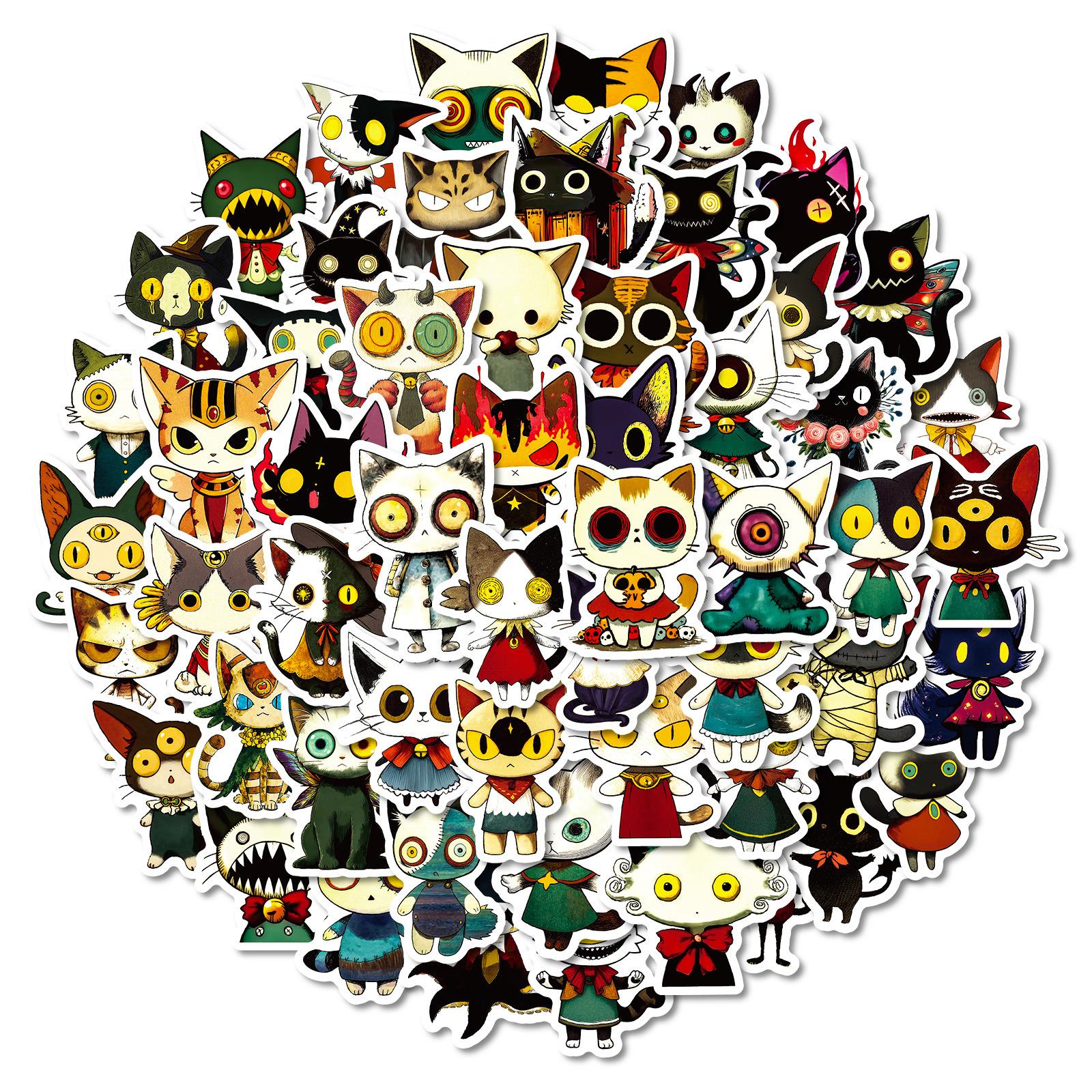 

56 Weird Cat Japanese Retro Cartoon Children S Diy Tablet Skateboard Mobile Phone Decorative Stickers