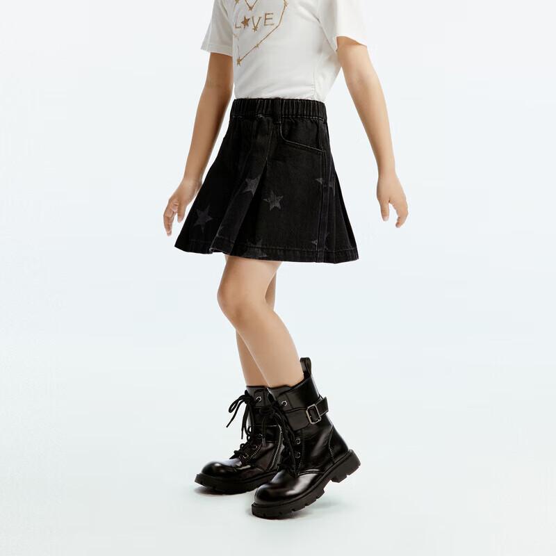little MO&Co. Girls 2024 Autumn Denim A-Line Skirt with Safety Shorts 150