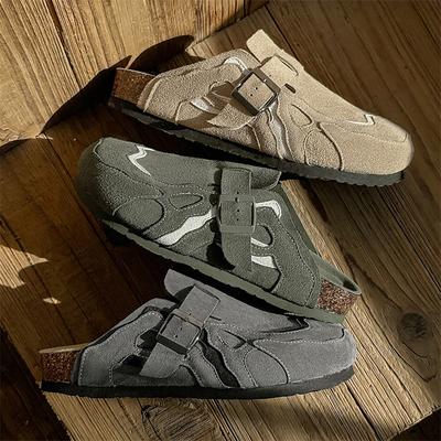 Cork Mules Slippers Men Women Close Toe Slippers Home Shoes Clogs Vintage Muller Slippers Arch Support