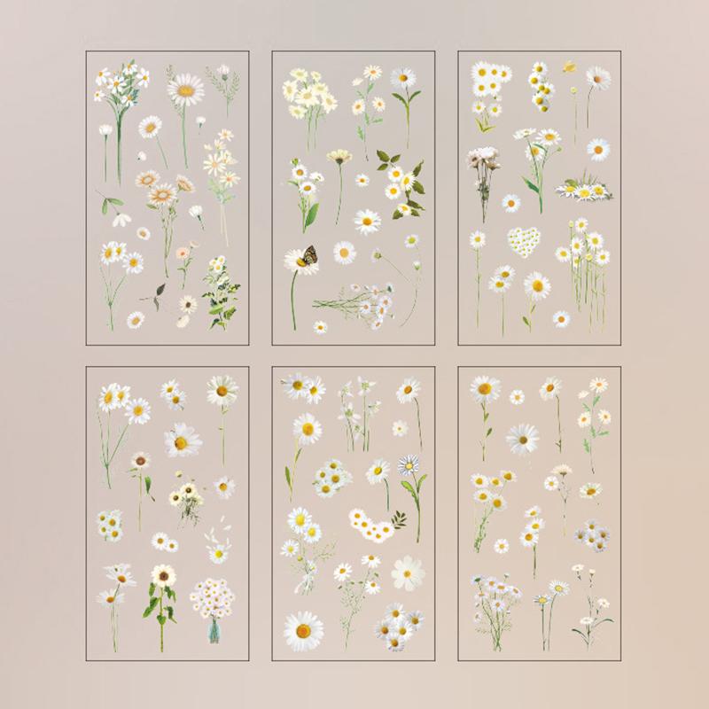 12 Blatt 2 Packungen Transparente PET-Aufkleber Scrapbooking-Materialien DIY Journal Collage Floral Blätter Pflanzen Deko-Aufkleber