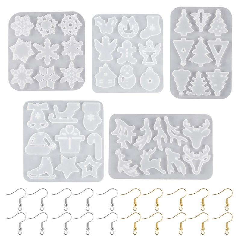 Orecchini Serie Natalizia Stampi in Silicone Stampi per Resina Epossidica Cristallina Ornamento Natalizio per Artigianato di Gioielli Festivi