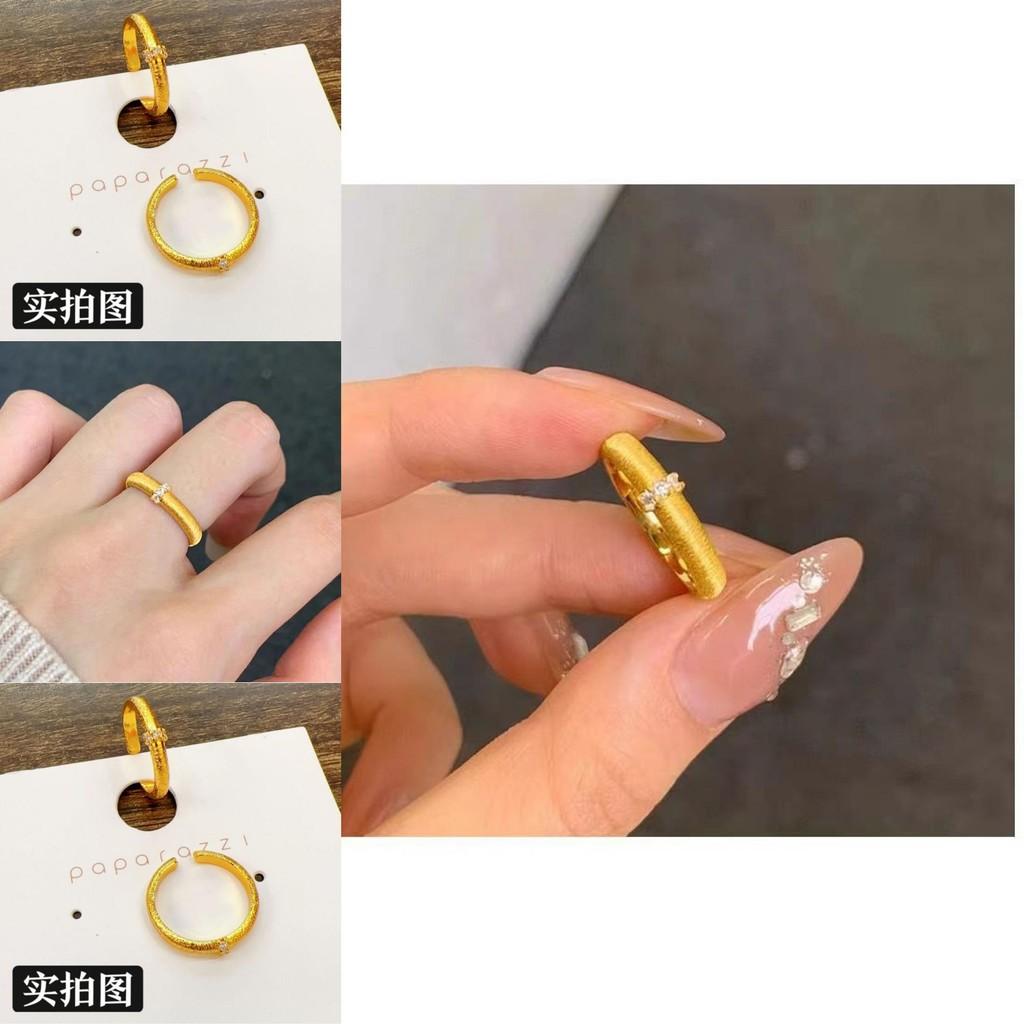 Color Gold Luxurious Satin Finish Ring With Adjustable Fit And Dot Diamond Perfect Gifting For