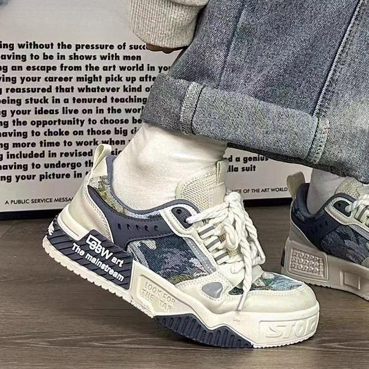 

Женские кроссовки на толстой подошве, новые весенние дышащие универсальные повседневные туфли, нескользящие туфли из холста с рисунком маслом 40