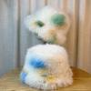 Snow-white Plush Tie dye Basin Hat for Women in Autumn and Winter Warm and Versatile Photo Artifact Fisherman Hat Showing Off Face and Trendy