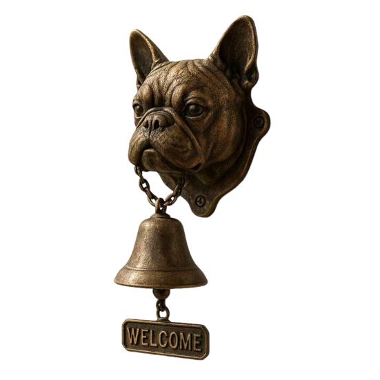 Dog Welcome Bell Doberman Bulldog Door Bell with Welcome Sign Retro Shopkeepers