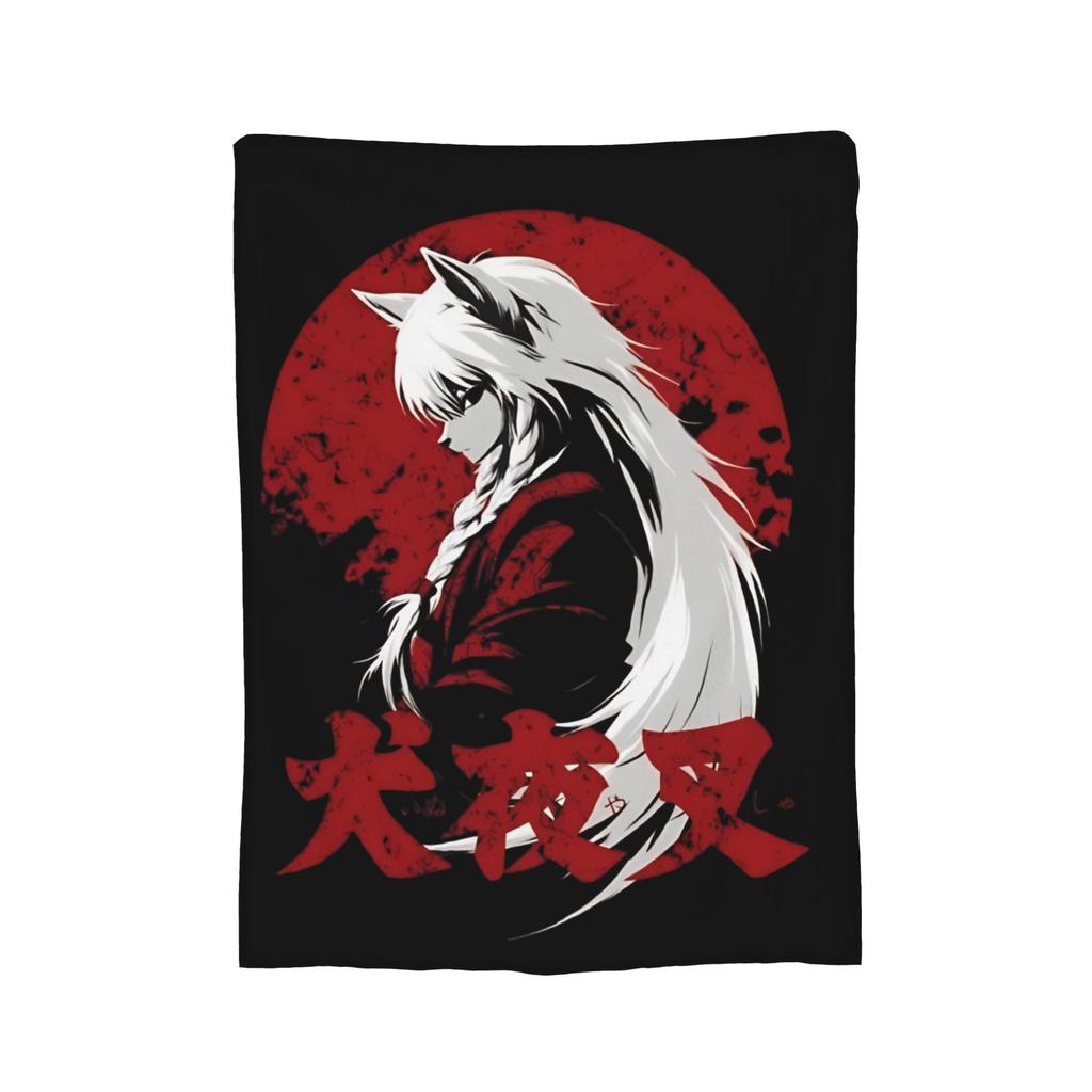Fox Samurai Japanese Anime Coral Fleece Plush Throw Blanket Inuyashas Blanket for Bed Couch Ultra-Soft Quilt,
