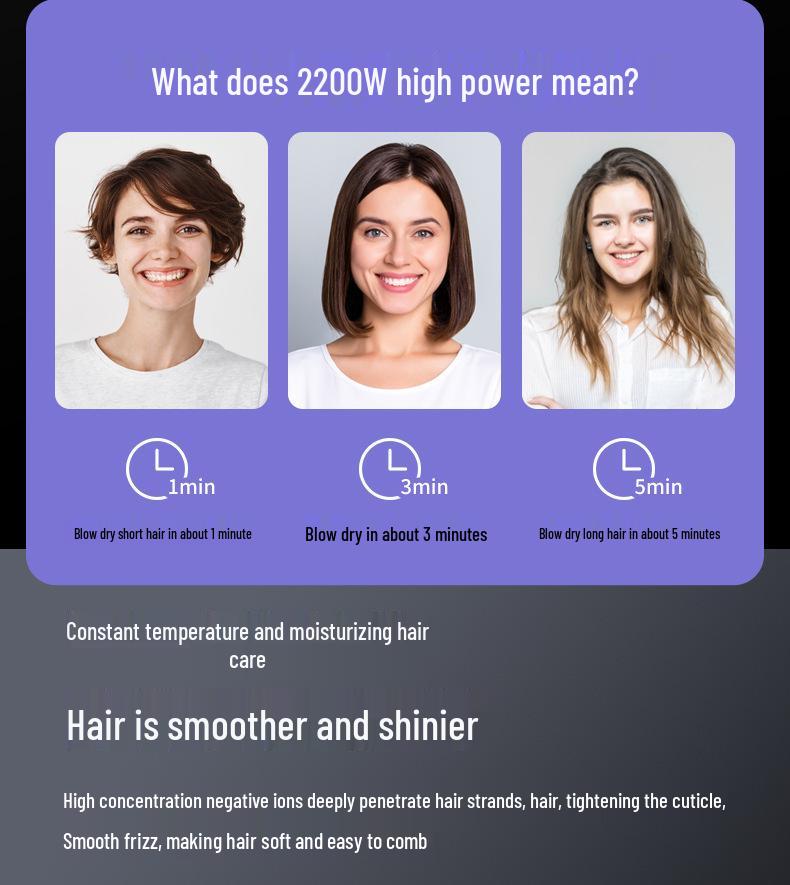 High-Power Salon Hair Dryer with Strong Wind and Negative Ion Care