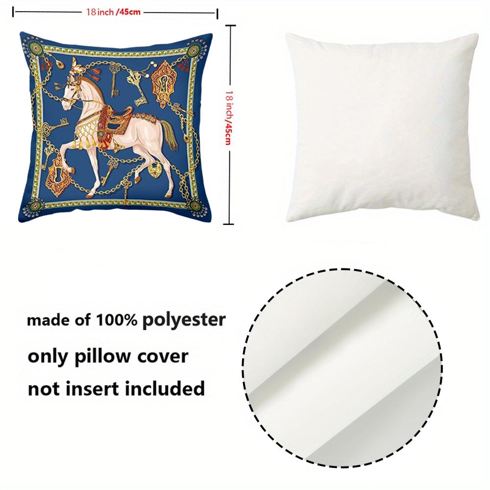 Vier Kissenbezüge mit Pferde-Muster für die Heimdekoration Polyester-Kissenbezug, dekorativer Sofakissenbezug Kopfteilkissen