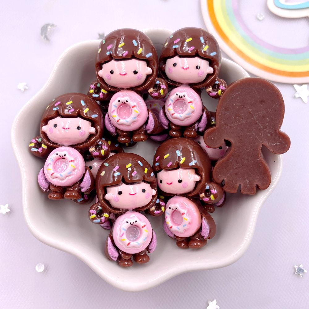10PCS Resin Colorful Princess Burger Donut Star Cartoon Man Flat Back Stone Figurines Scrapbook DIY Bow Decor Accessories Crafts