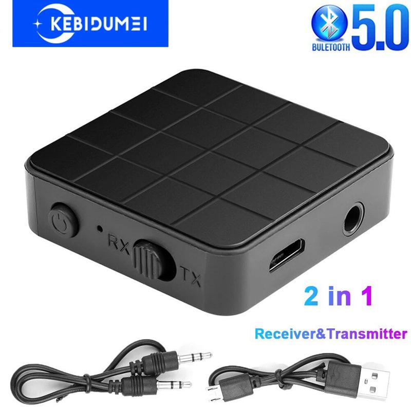 Adaptér 2 v 1 Bluetooth 5.0 Bezdrátový přijímač zvuku Vysílač s 3,5 mm jack AUX pro PC reproduktor do auta